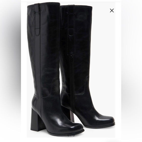 NWT Free People Naomi Tall Leather Blocked Boots in Black Size 10 - Picture 3 of 12